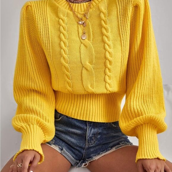 Yellow Cable Knit Sweater - Picture 4 of 4
